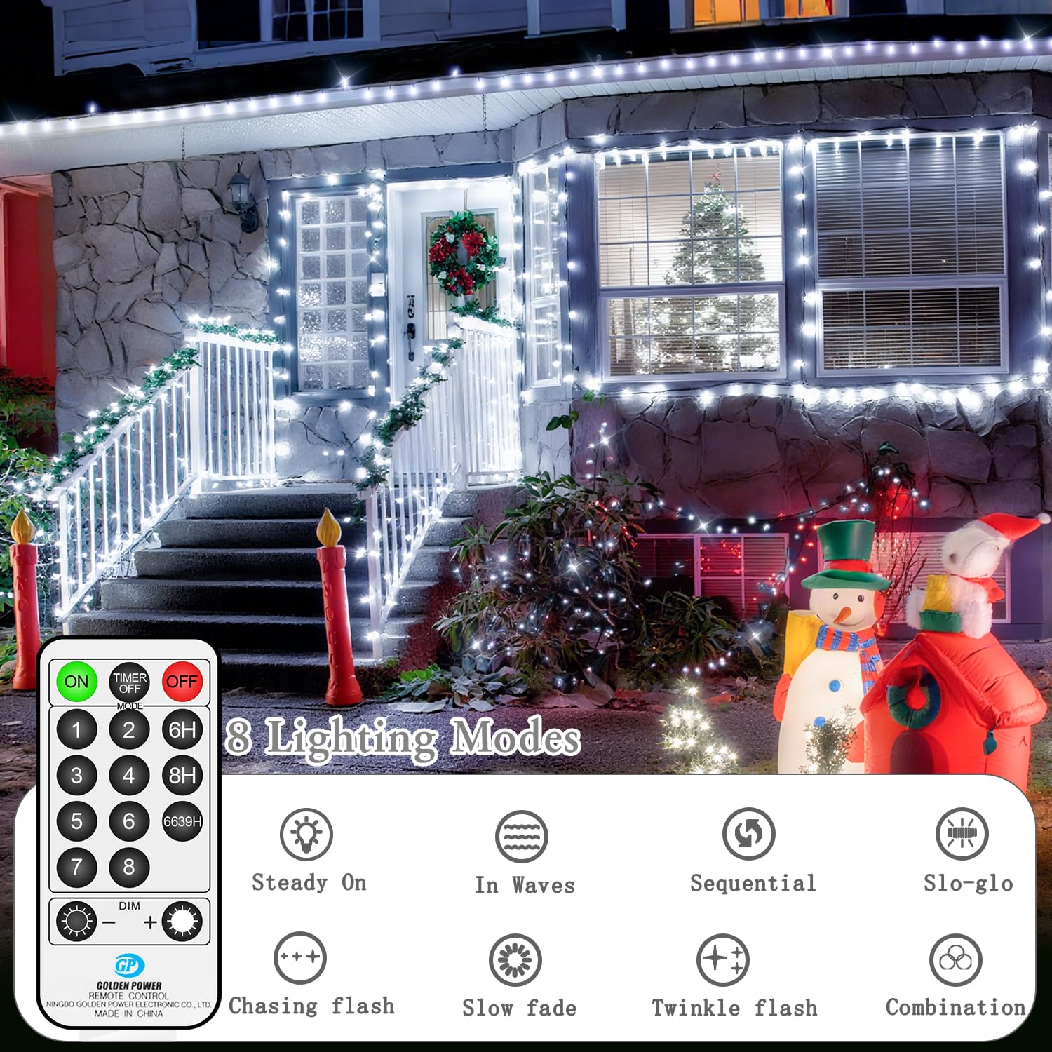 LYNNON 40M 800 LED Fairy Lights Outdoor Christmas Lights Plug in Green Wire String Lights with Remote Timer 8 Modes Waterproof for Outside Garden Tree Yard Patio Party Wedding Decorations-Cool White - Image 2