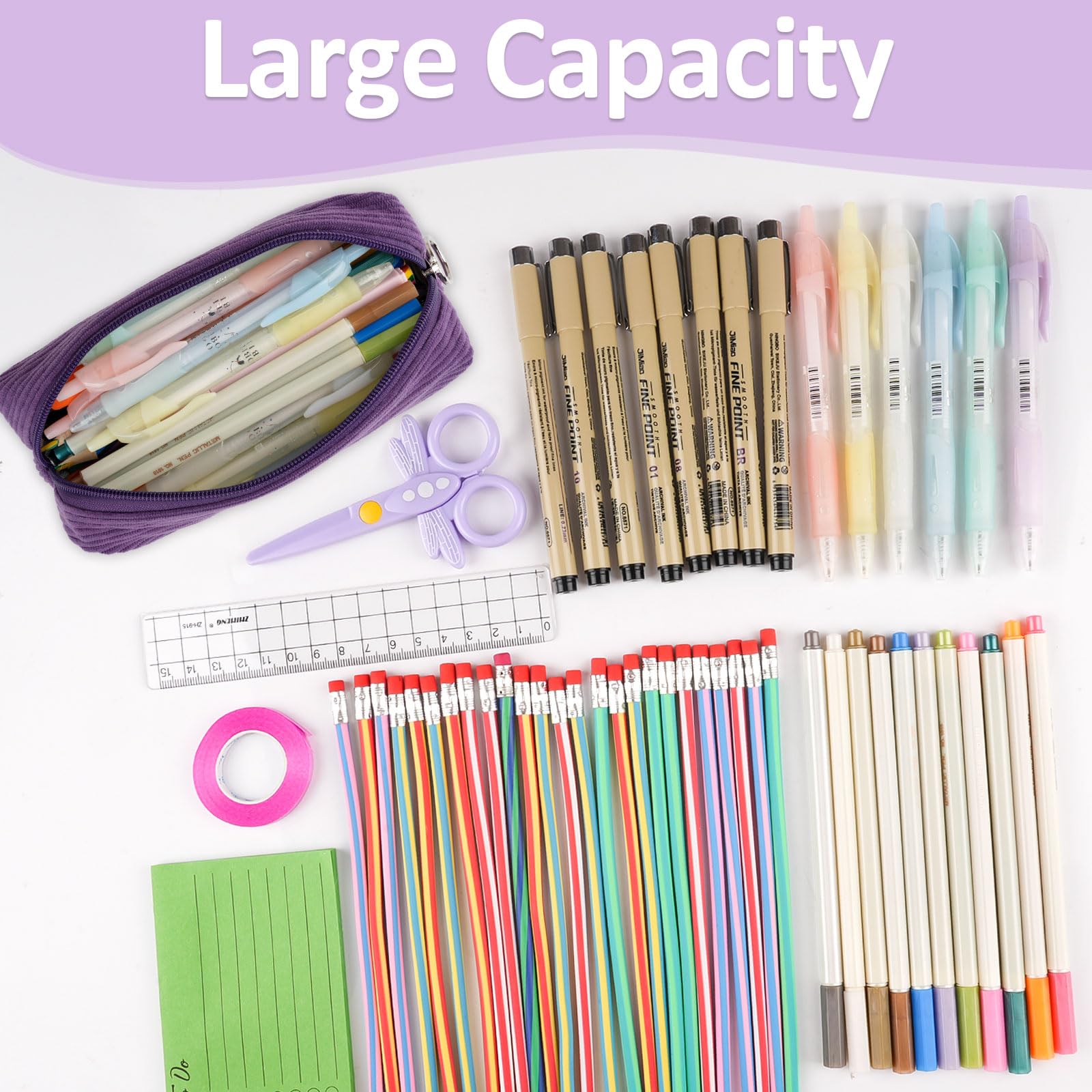Deepton Pencil Case, Corduroy Cute Pencil Case, Pencilcase, Pen Pouch, Portable Stationery Pencil Bag, Makeup Bag - Image 4