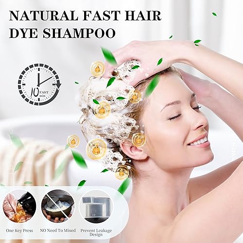 Miniatura 6 de Mankani Champú de tinte para el cabello 3 en 1 para mujeres y hombres (marrón claro), cobertura de cabello canaschampú instantáneo para canas,