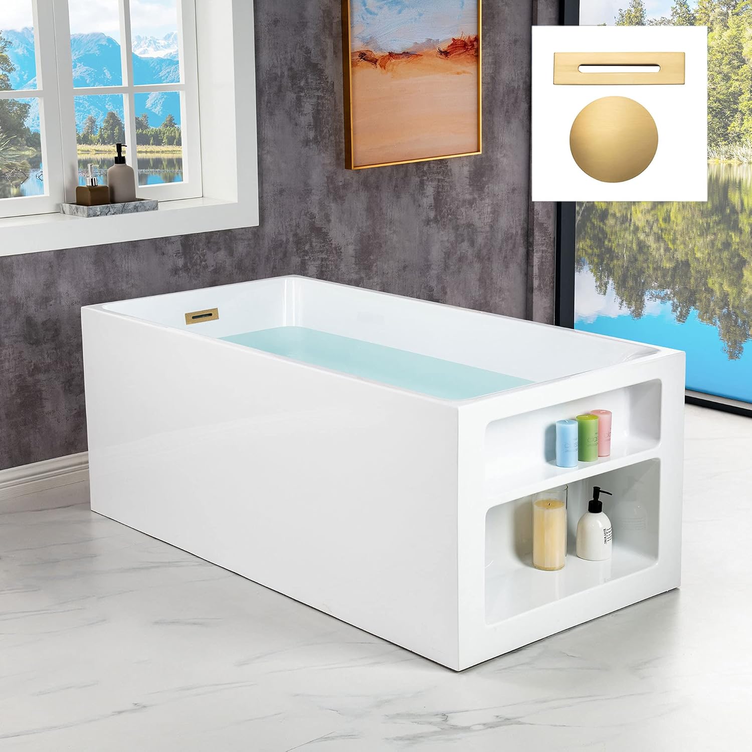 WOODBRIDGE BTA0081-BG-Drain&O Bathtub, Brushed Gold