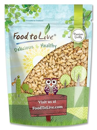 Food to Live - Pine Nuts, 1 Pound Whole Raw Pignolias, Unsalted, Vegan, Kosher, Bulk. Rich in Vitamin E, Protein. Healthy Snack. Great for Pesto, Salads, Homemade Desserts.