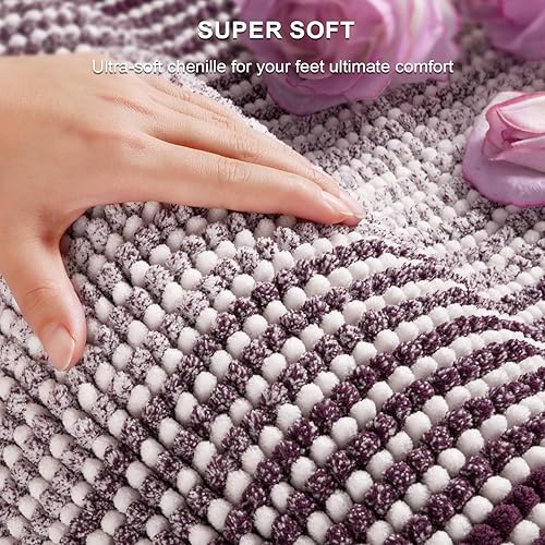 Miniatura 67 de BSICPRO Juego de alfombras y tapetes de baño, 2 piezas de felpilla gruesa y absorbente, antideslizantes, suaves y peludas para baño, lavables a