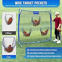 Vista 2 de Football Throwing Net, Upgrade Heavy Duty Metal Frame Quarterback Training Equipment Throwing Machine with 1-4 Targets, Easy Setup Football Target