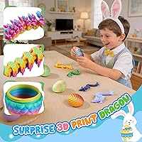Vista 2 de Huevos de dragón impresos en 3D, huevo de dragón de cristal misterioso para rellenos de cestas de Pascua y esenciales, juguetes y decoración únicos