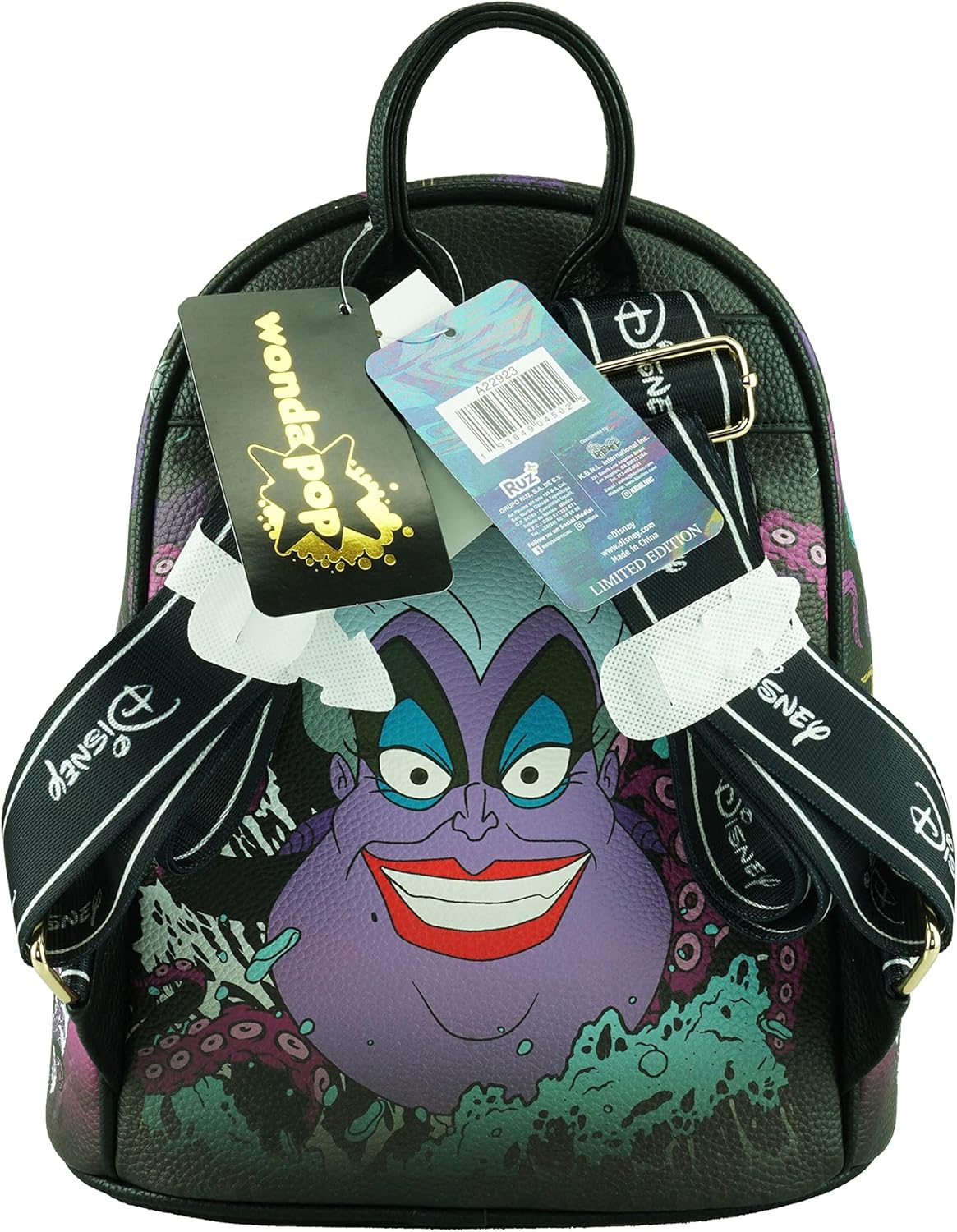 Wondapop Disney Ursula 11" Vegan Leather Fashion Mini Backpack