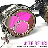 Vista 51 de Lentes estilo victoriano Steampunk con diseño de brújula, lentes de colores y lupa ocular A.Azul