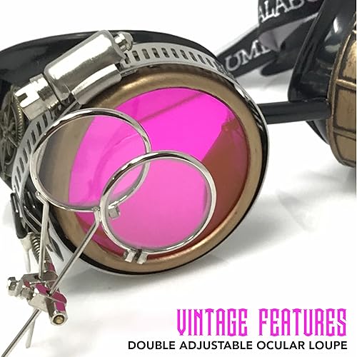 Miniatura 51 de Lentes estilo victoriano Steampunk con diseño de brújula, lentes de colores y lupa ocular A.Azul