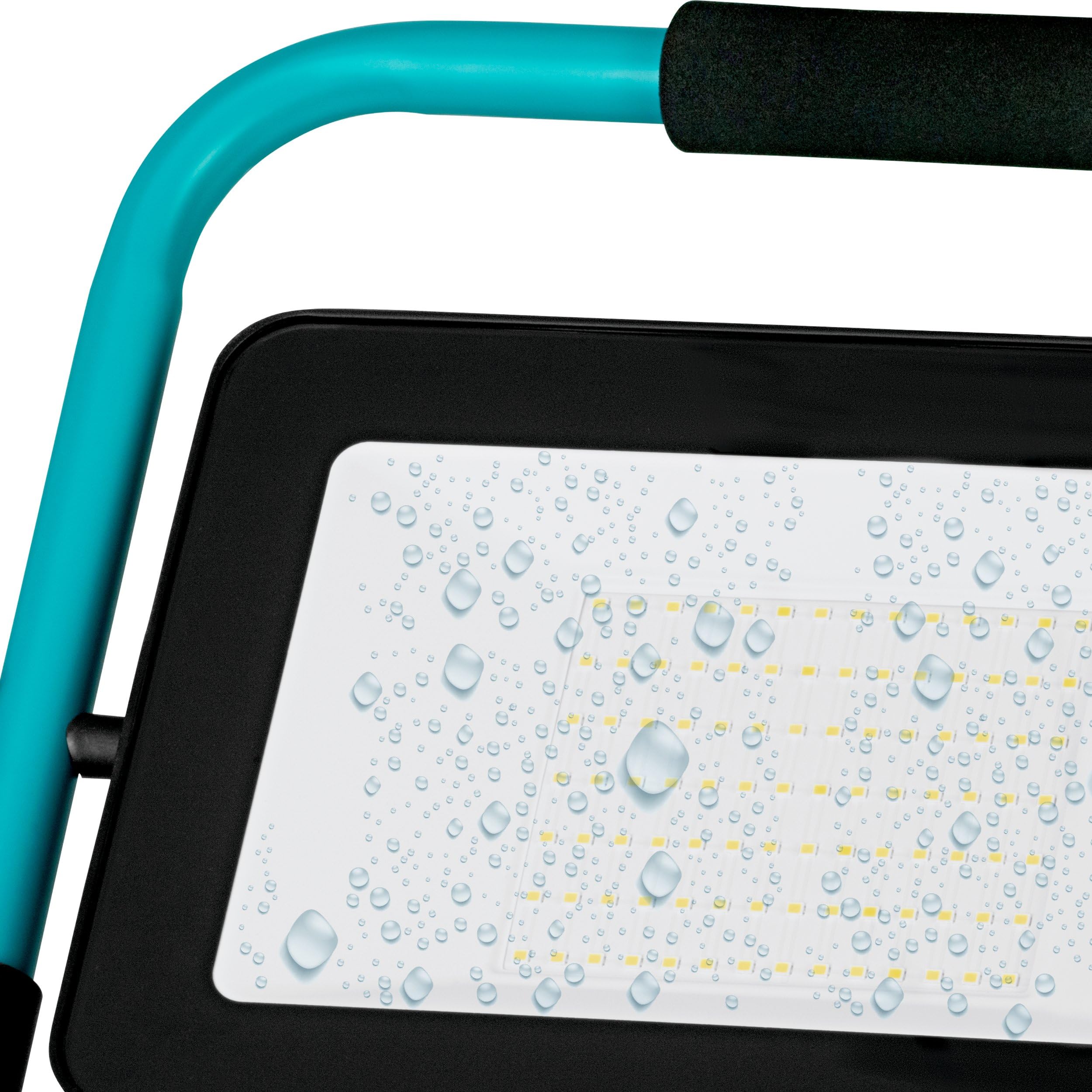 EGLO LED Baustrahler, tragbare Arbeitsleuchte aus Aluminium und Kunststoff | Arbeitsscheinwerfer in türkis und schwarz, Werkstattlampe schwenkbar, IP65, neutralweiß, 9000lm