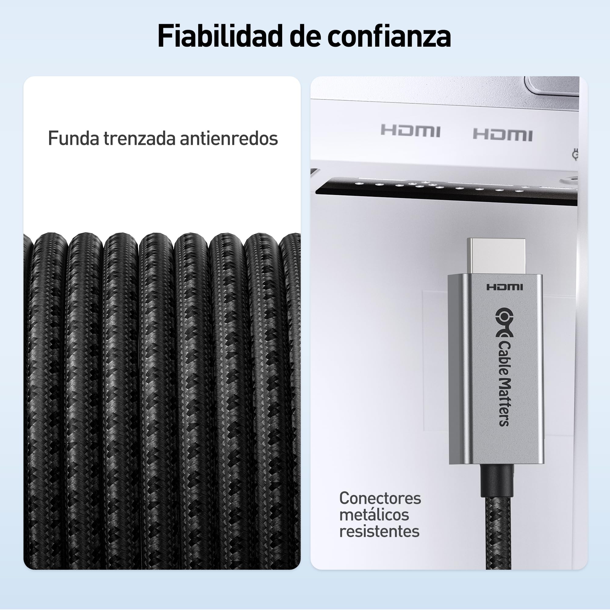 Cable Matters Cable USB C a HDMI 2.1 unidireccional de 48 Gbps y 8K - 3 m, compatible con 4K a 240 Hz / 8K a 60 Hz con HDR, cable Thunderbolt 4 a HDMI 2.1, compatible con portátiles Thunderbolt 8