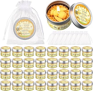 MTLEE 24 Sets Bee Baby Shower Party Favors Candles Bee Tealight Candles Bulk Lavender Scented Honeycomb Candles Bee Themed Gift for Guest Gender Reveal Party Baby Shower Return Gifts