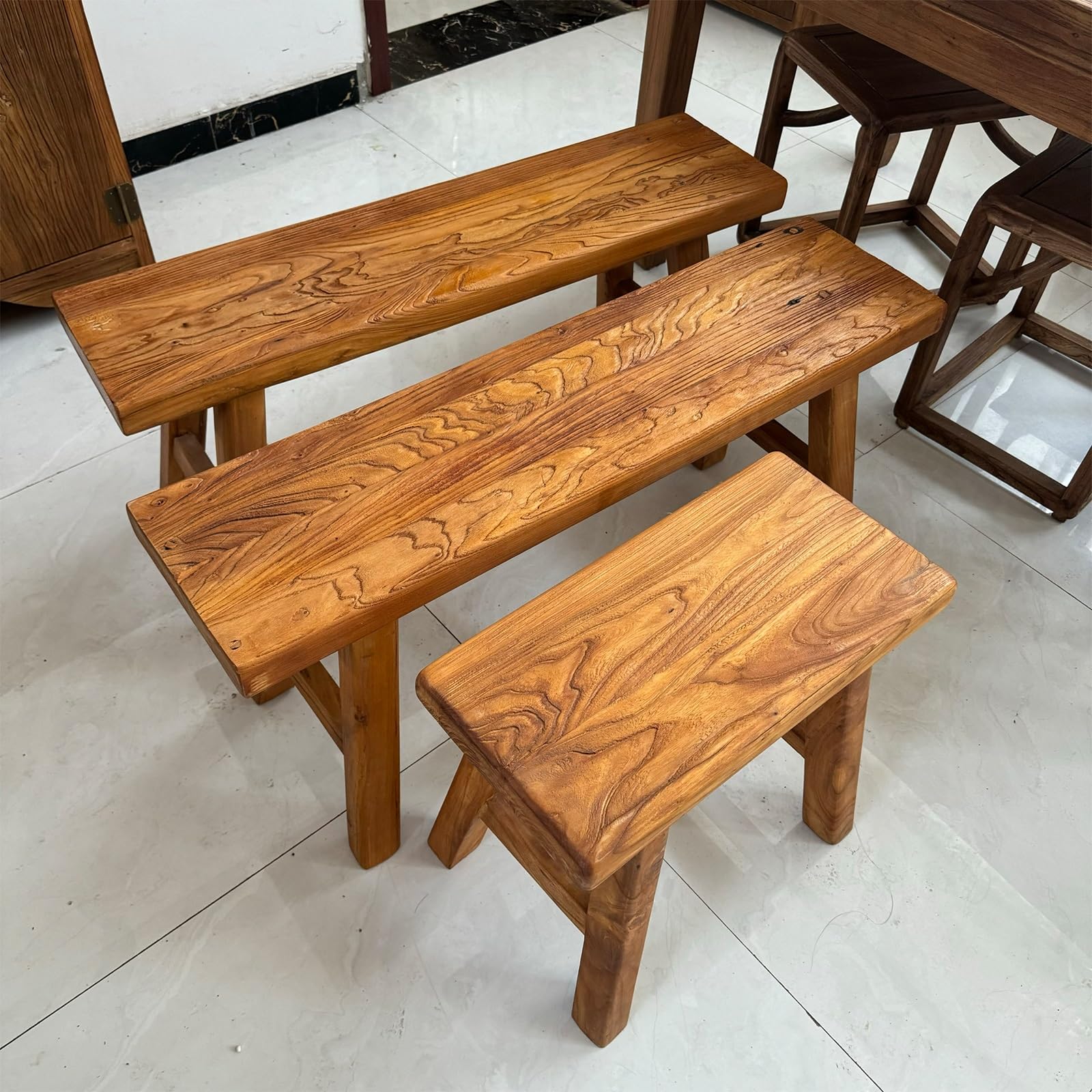 Sitzbank Holz, Gartenbank im Freien, Ärmelloses Design, Einfach zu Montieren, for Wohnzimmer, Haustür, Schlafzimmer(50cm)