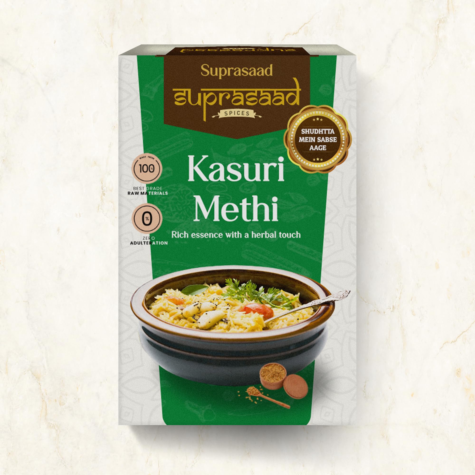 Suprasaad Kasuri Methi 25gms | Whole Indian Spices | No Added Flavours and Colours | Rich Taste & Strong Aroma | Earthy Flavour| Quality Guaranteed (Pack of 1) (B0CYLKPJ4T) Amazon Price History, Amazon Price Tracker