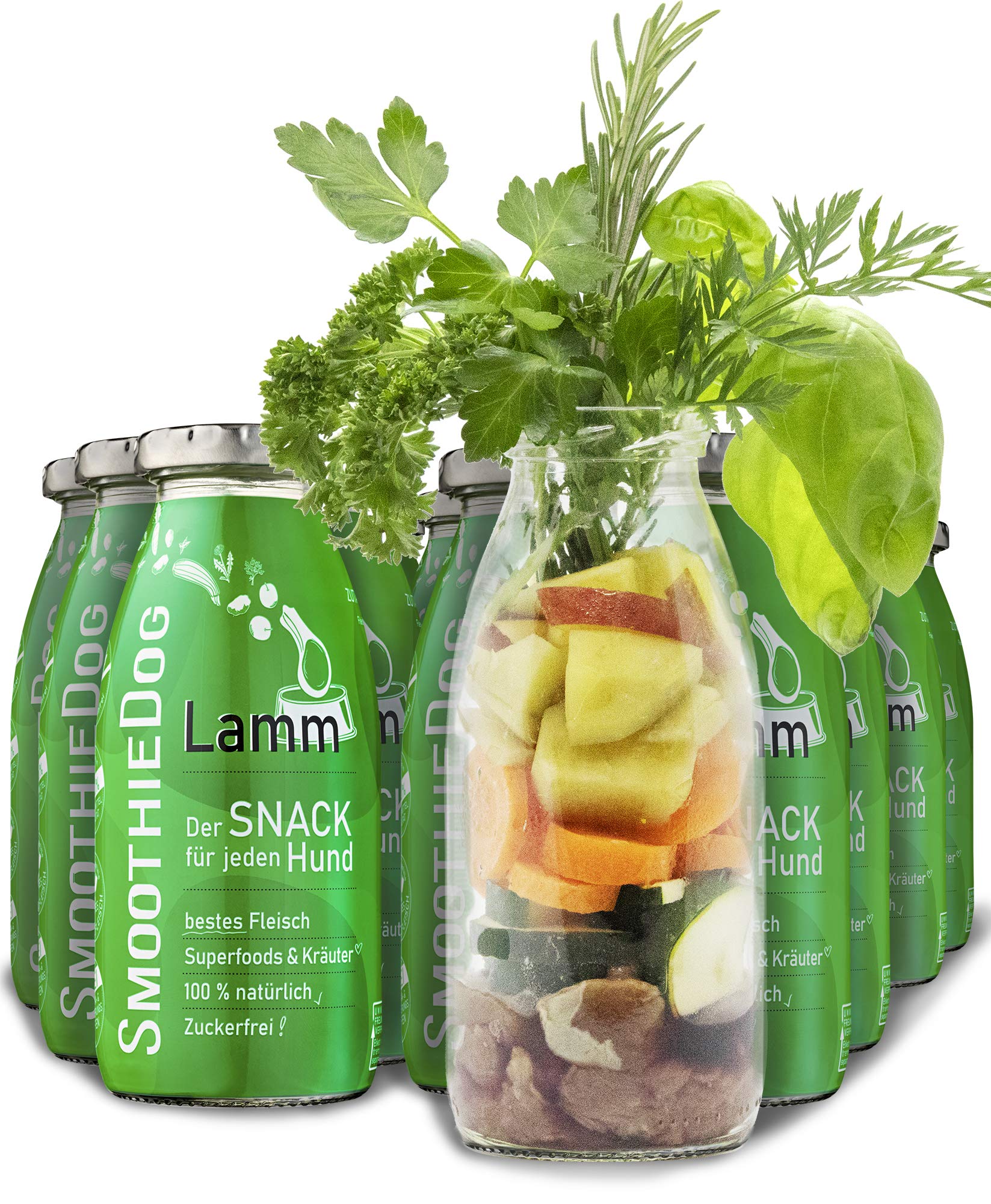 Hunde Smoothie SmoothieDog 12er Lamm - Flüssiges Hundeleckerli - Zucker- & glutenfrei - je 250ml