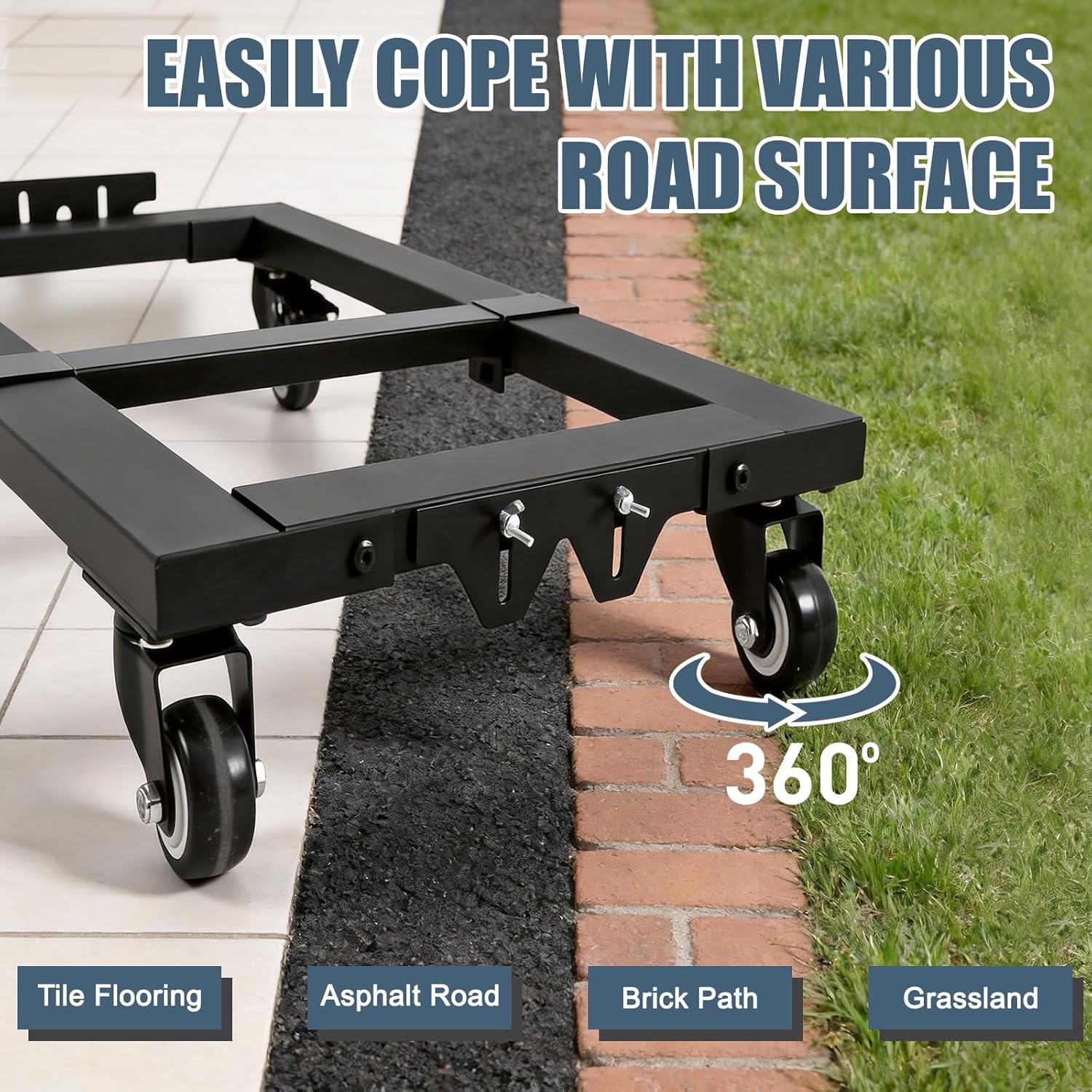 2 Set Furniture Moving Dolly 2300LBS Capacity,31"x 17" Heavy-Duty Rolling Dolly 4 Wheels with Brake,Adjustable Crossbar,Non-Slip Baffle for Warehouse,Garage,Home Moving,Retail Store