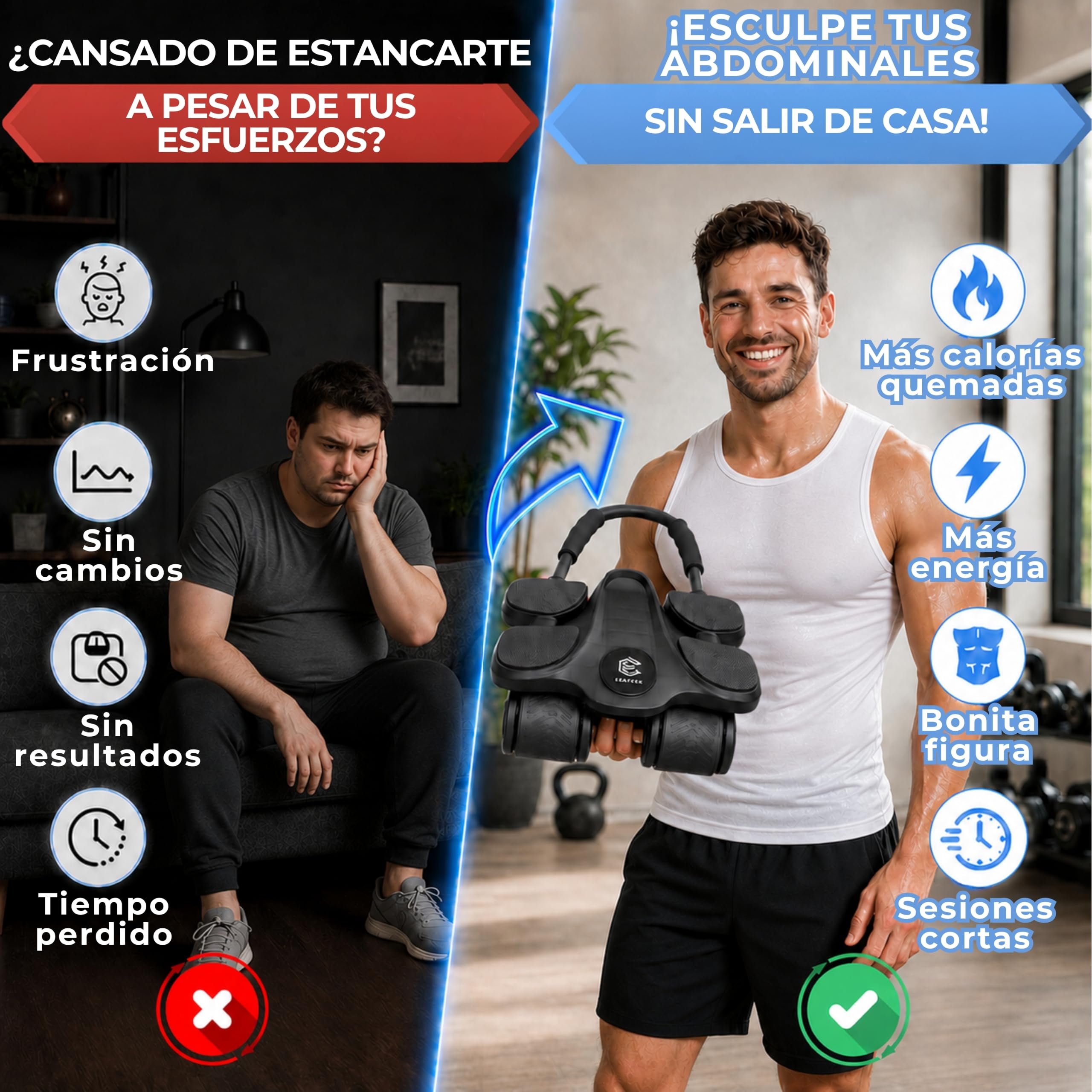Rueda Abdominal. Attrezzi per Addominali. Ruota per Addominali Attrezzi
