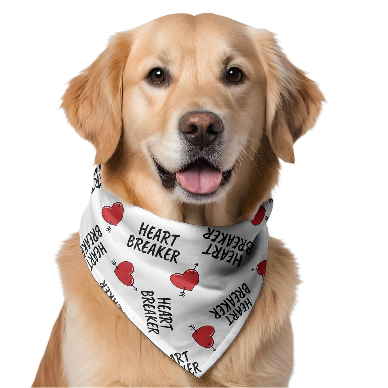 W Brings Heart Breaker Bandana for Dogs | This Stunning Gorgeous Design Dog Bandana Scarf is Perfect Styling Accessory for Dogs Large, Medium & Small. One Size Fits All.