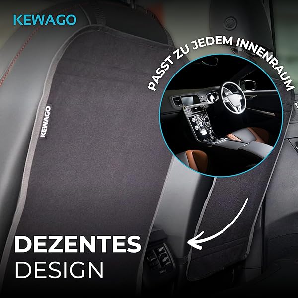 Kewago Rückenlehnenschutz Auto Kinder 2 Stück schwarz - Trittschutz Autositz & Rücksitzschoner - Sitzschoner Auto Vordersitze - Autositz Schutz vor Schmutz, Abdrücken & Kratzern - Schutzmatte - 3