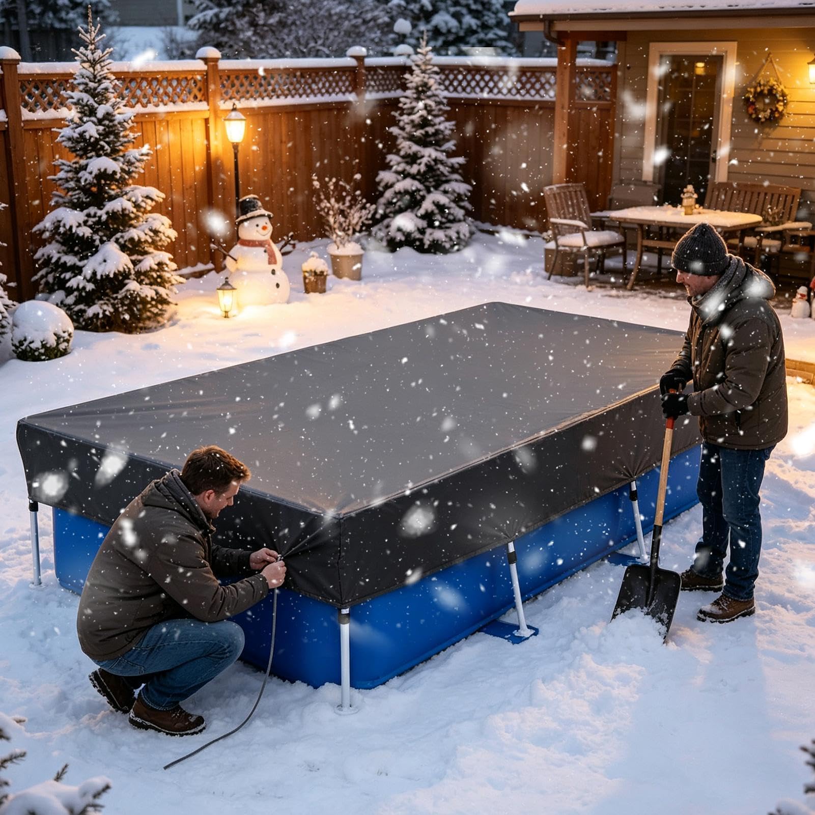 Coperture Per Piscina Telo In Tessuto Oxford 210D Impermeabile Con Cordino | copertura piscina rettangolare Per Cortile, Giardino, Patio, Prato E Condizioni Atmosferiche Avverse