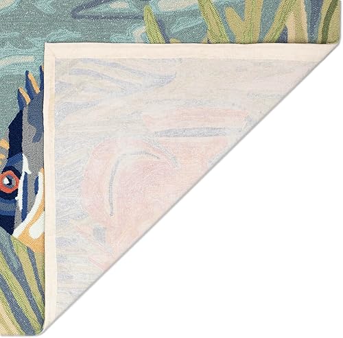 Miniatura 5 de Liora Manne Ravella - Alfombra duradera para interiores y exteriores, estabilizada a mano, con rayos UV, diseño tropical de peces oceánicos, 2 x 8