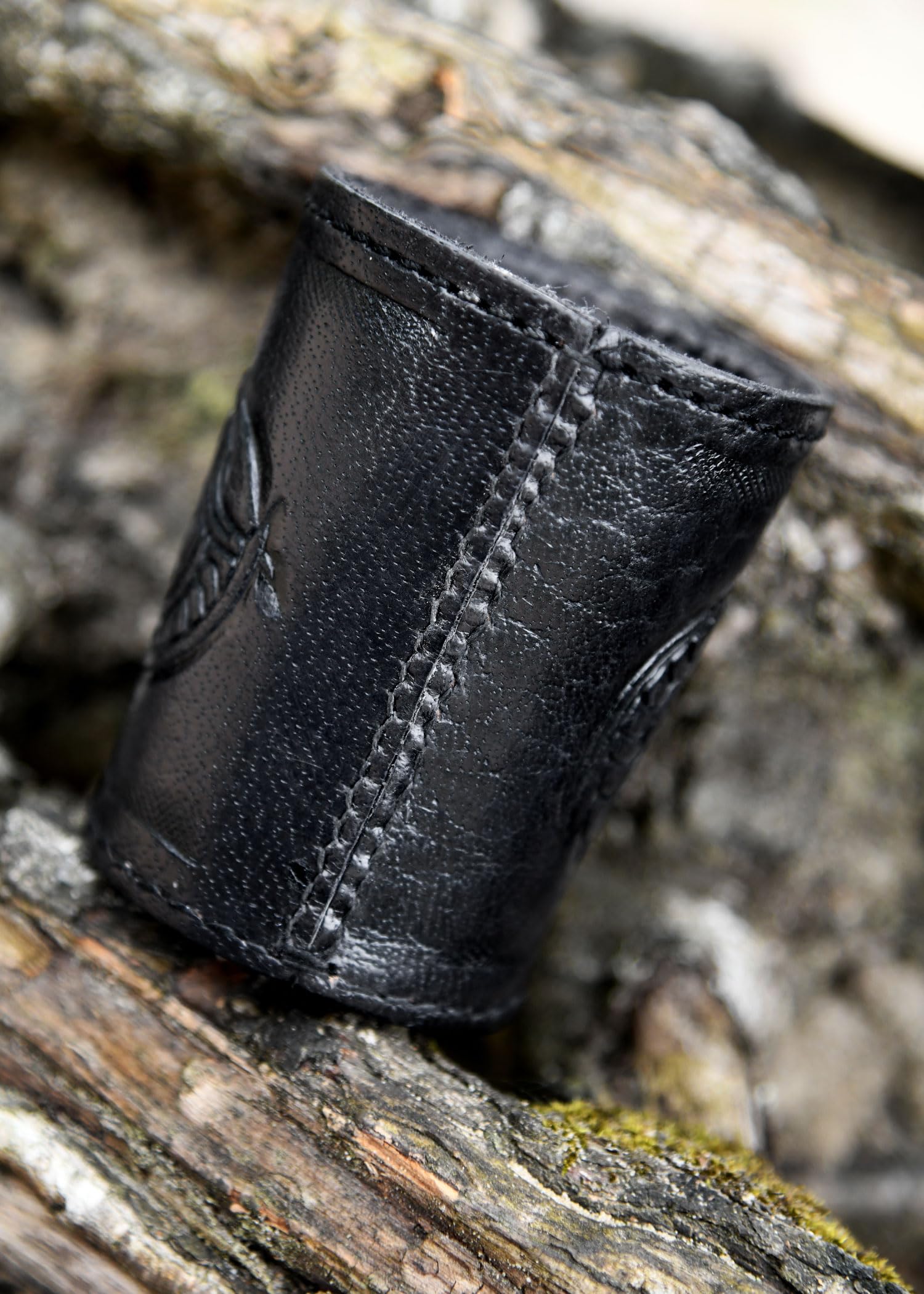 Ulfberth - Viking Dice Cup with Dragon Motif, Genuine Leather, Medieval Leather Cup, LARP, Reenactment (Black Jelling Style) - Image 3