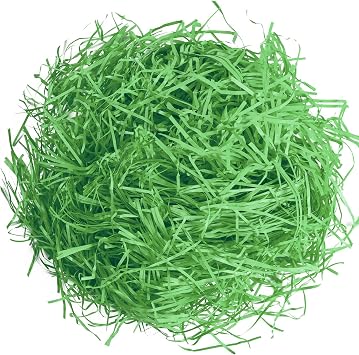 Gloreyan 1/2 LB Easter Grass Basket Filler, Shredded Paper Crinkle Raffia Paper for Easter Gift Box Packaging FillingGreen