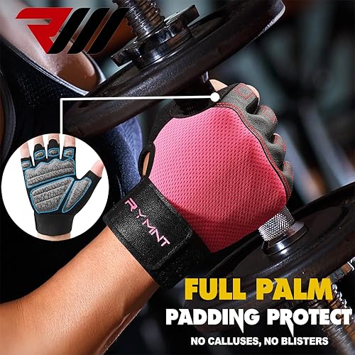 Miniatura 4 de Guantes de entrenamiento ventilados  Guantes de levantamiento de pesas sin dedos con agarre de silicona y protección de palma transpirable para