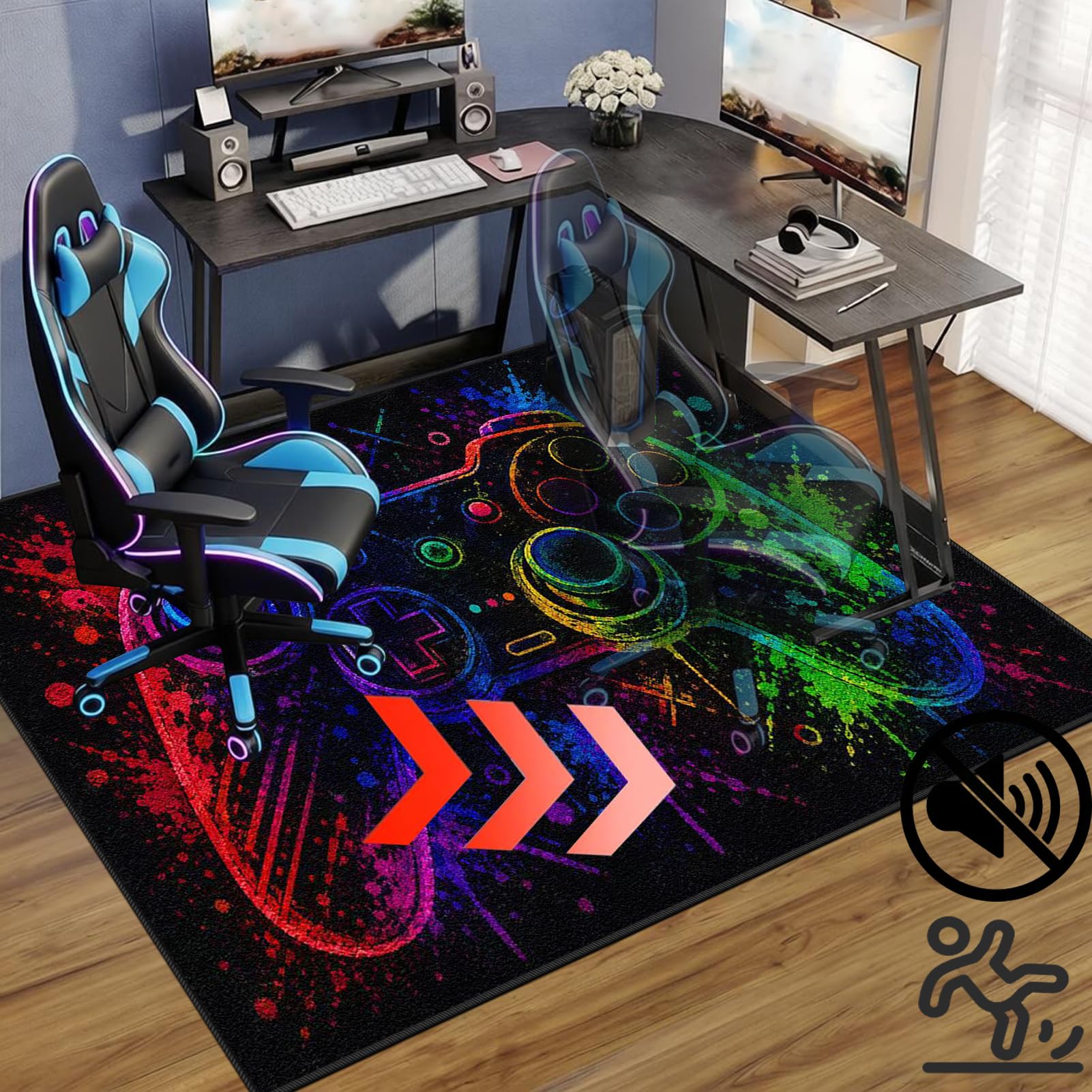 Tapis de Protection Sol Gaming Tapis Chaise de Jeu/Bureau 180 x 200 cm | Antidérapant Tapis de Protection de Plancher Dur Tapis de Sol pour Chaise Gamer Ordinateur Tapis de Sol Bureau Tissu