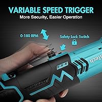 Vista 5 de DURATECH Juego de llaves de trinquete eléctricas inalámbricas, 48 pies-libras, 3/8 pulgadas, 12 V, llave de trinquete eléctrica con 2