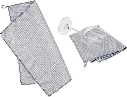 True Toallas de microfibra, paños de pulido de copa de vino, paño de microfibra sin rayas y toallas sin pelusas, gris, juego de 3