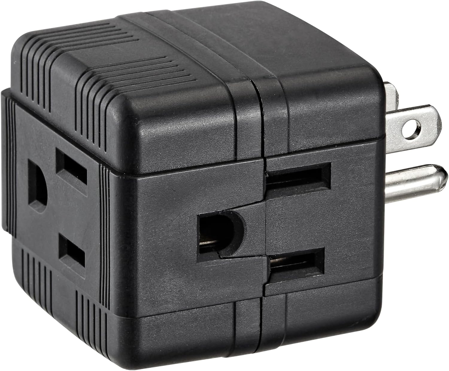 Leviton 15 Amp, 125V, Triple Cube Grounding Adapter, 692-E, Black