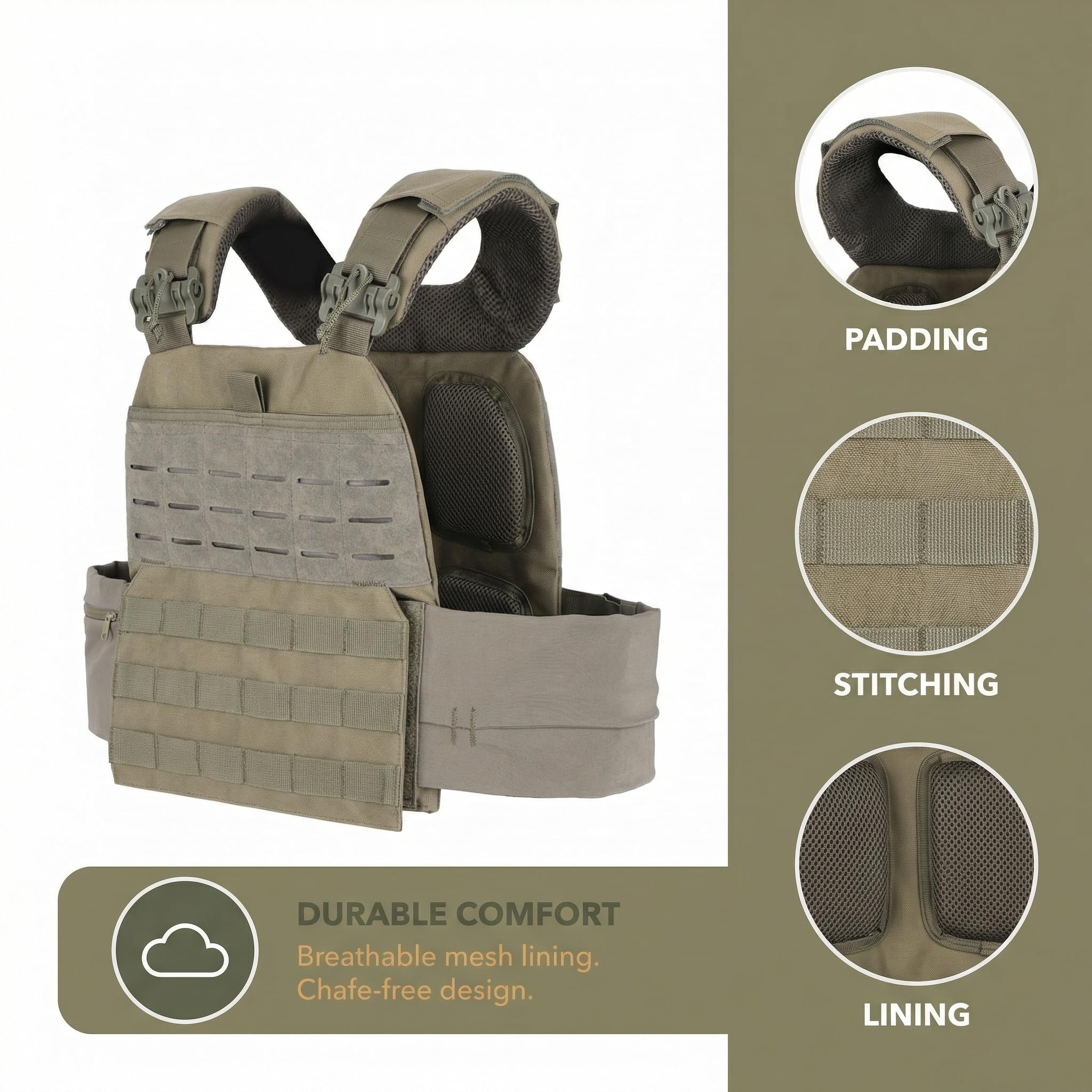 Verstellbare Gewichtsweste für Erwachsene, MOLLE-System, Trainingsweste für den Außenbereich, mit Gewichtstaschen und mehreren Fächern