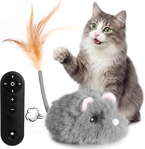 Juguetes para gatos de interior, juguete para gatos con control remoto de 4 direcciones, juguete interactivo para gatos 2026 con neumáticos
