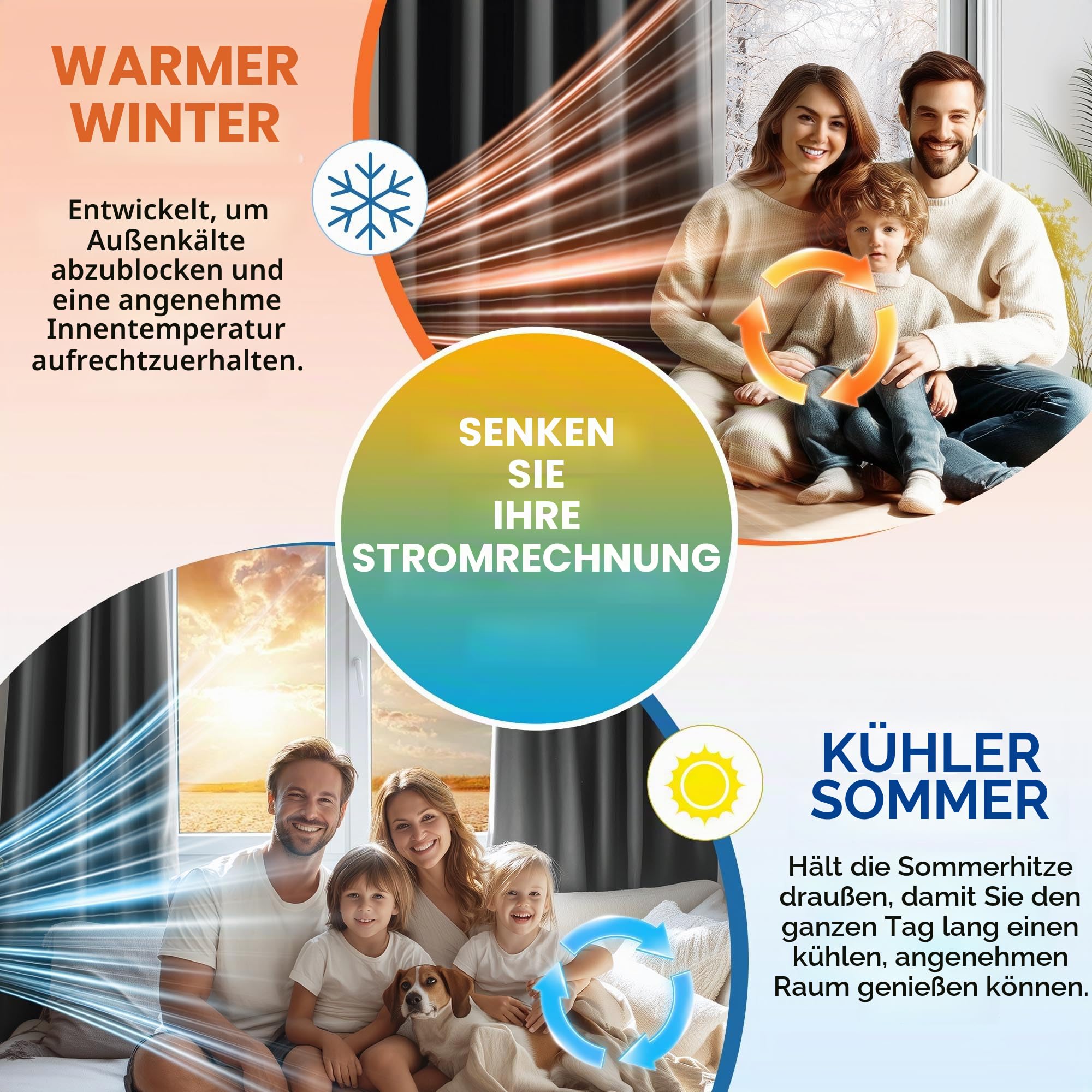 Deconovo Thermovorhang Kälteschutz, Gardinen mit Kräuselband gegen Kälte, Wärmeisolierend Vorhang Verdunkelung Wohnzimmer, 245 x 140(HöhexBreite), Dunkelgrau, 1 Stück