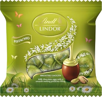 Lindt Lindor Pistachio Mini Chocolate Eggs 80g   Chocolate Truffles with Pistachio Flavoured Filling   Easter Chocolate Treat   Easter, gift