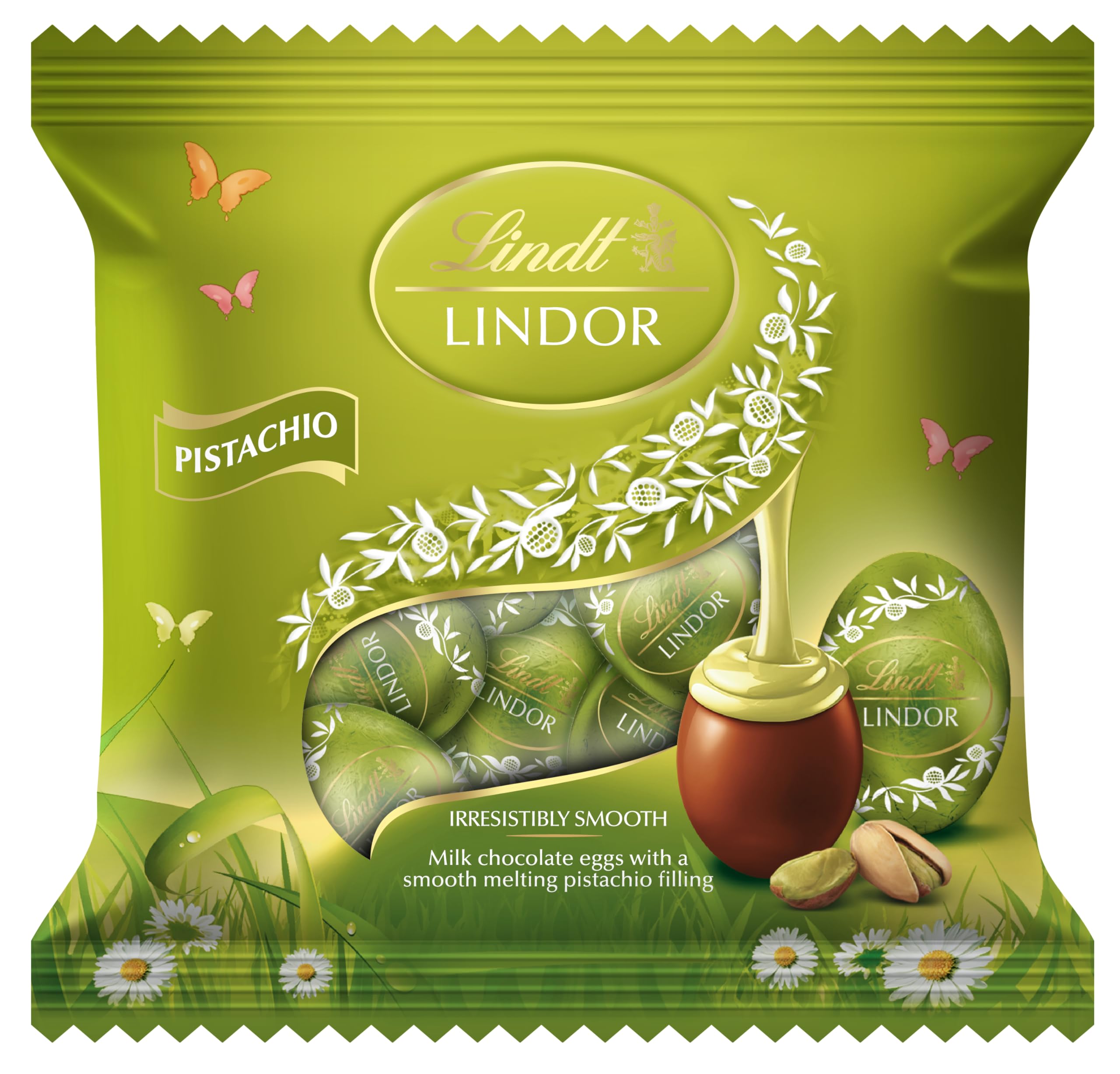 Lindt Lindor Pistachio Mini Chocolate Eggs 80g – Chocolate Truffles with Pistachio Flavoured Filling – Easter Chocolate Treat – Easter, gift