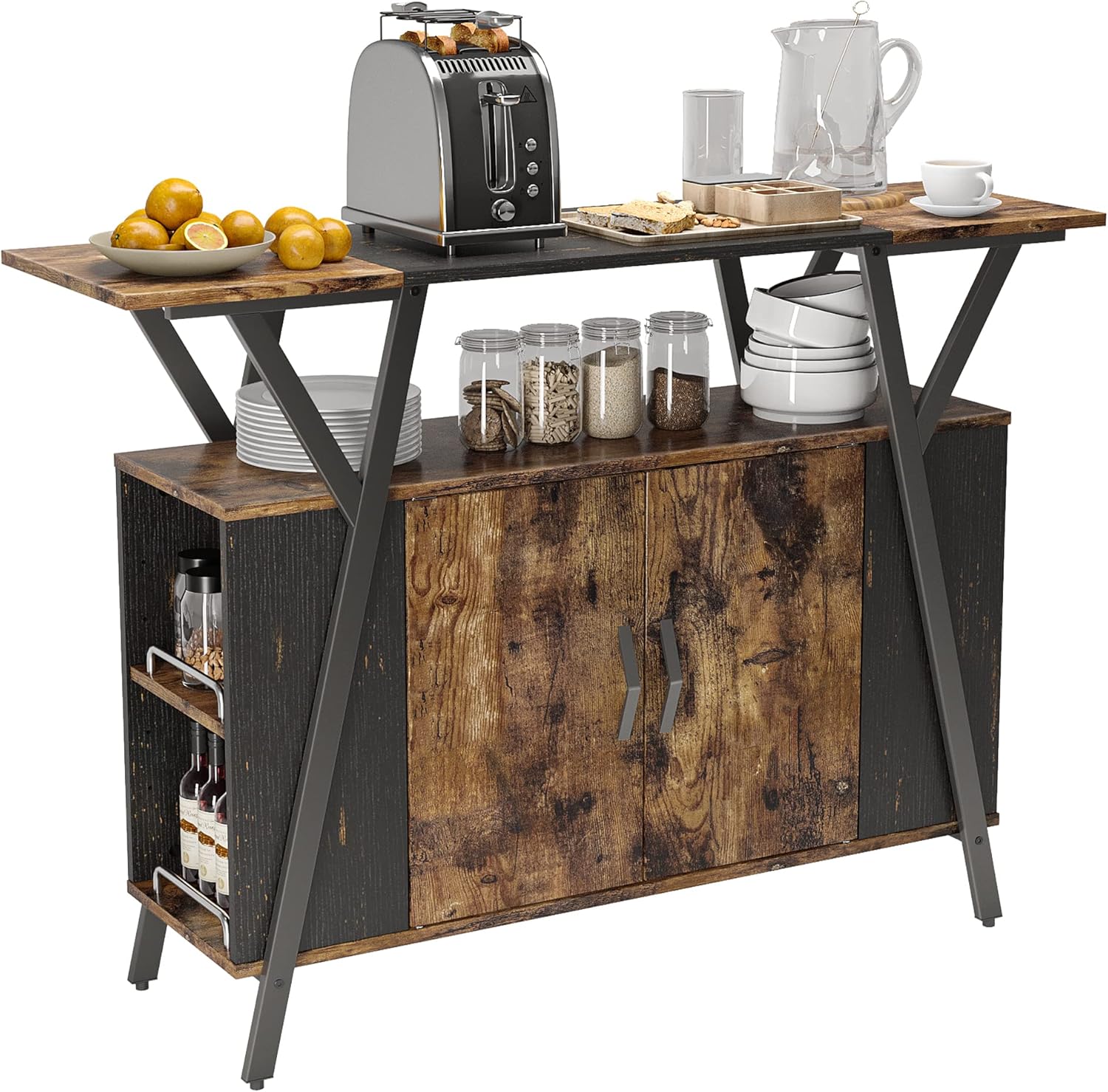 Kitchen Island with Storage Buffet Table Coffee Cabinet Freestanding Console Table with Cupboard Storage Cabinet with Adjustable Shelf Inside for Kitchen Dinning Room Living Room Entryway Hallway - Buffets & Sideboards