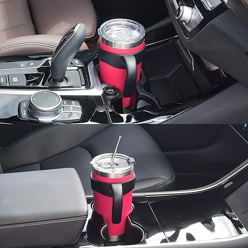 Vista 223 de WETOWETO - Vaso térmico de acero inoxidable de 20 onzas con mango, taza de café con 2 tapas y 2 pajillas, doble pared con aislamiento al vacío, vaso