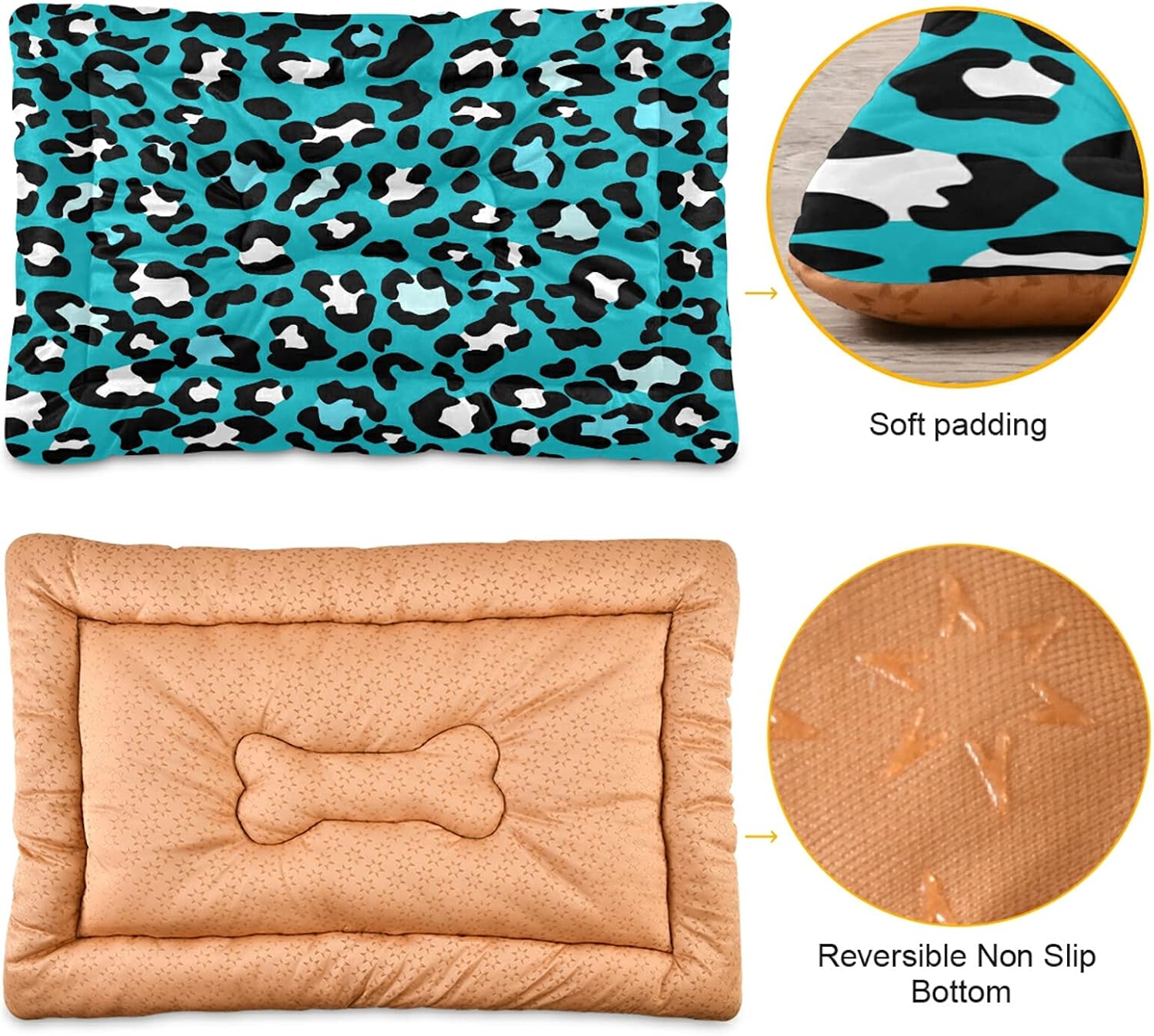 review Teal Blue Leopard Dog Bed Animal Skin Print Small Pet Bed Mat Non Slip Cat Beds Pad Mats Soft Dogs Bed Pillows Pets Blanket Cushion