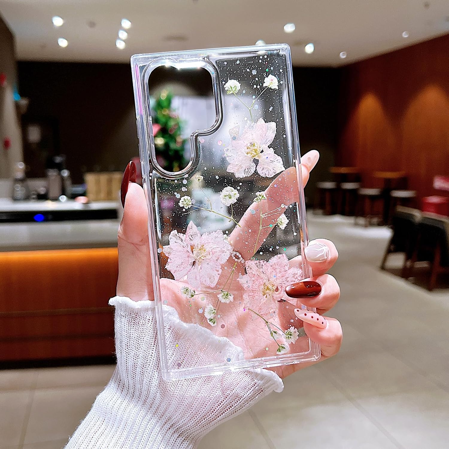 Compatible with Samsung Galaxy S26 Ultra Case Cute Pressed Dried Real Flowers Design Women Girly Shockproof Hard PC+ TPU Bumper Floral Phone Cover for Galaxy S26 Ultra (Light Pink)