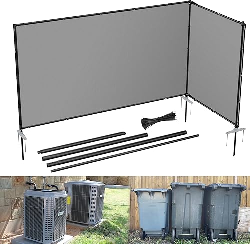 E&K Panel de valla de privacidad para exteriores, 5 x 12 pies, para exteriores, patio, piscina, valla temporal para perros con postes de hierro y