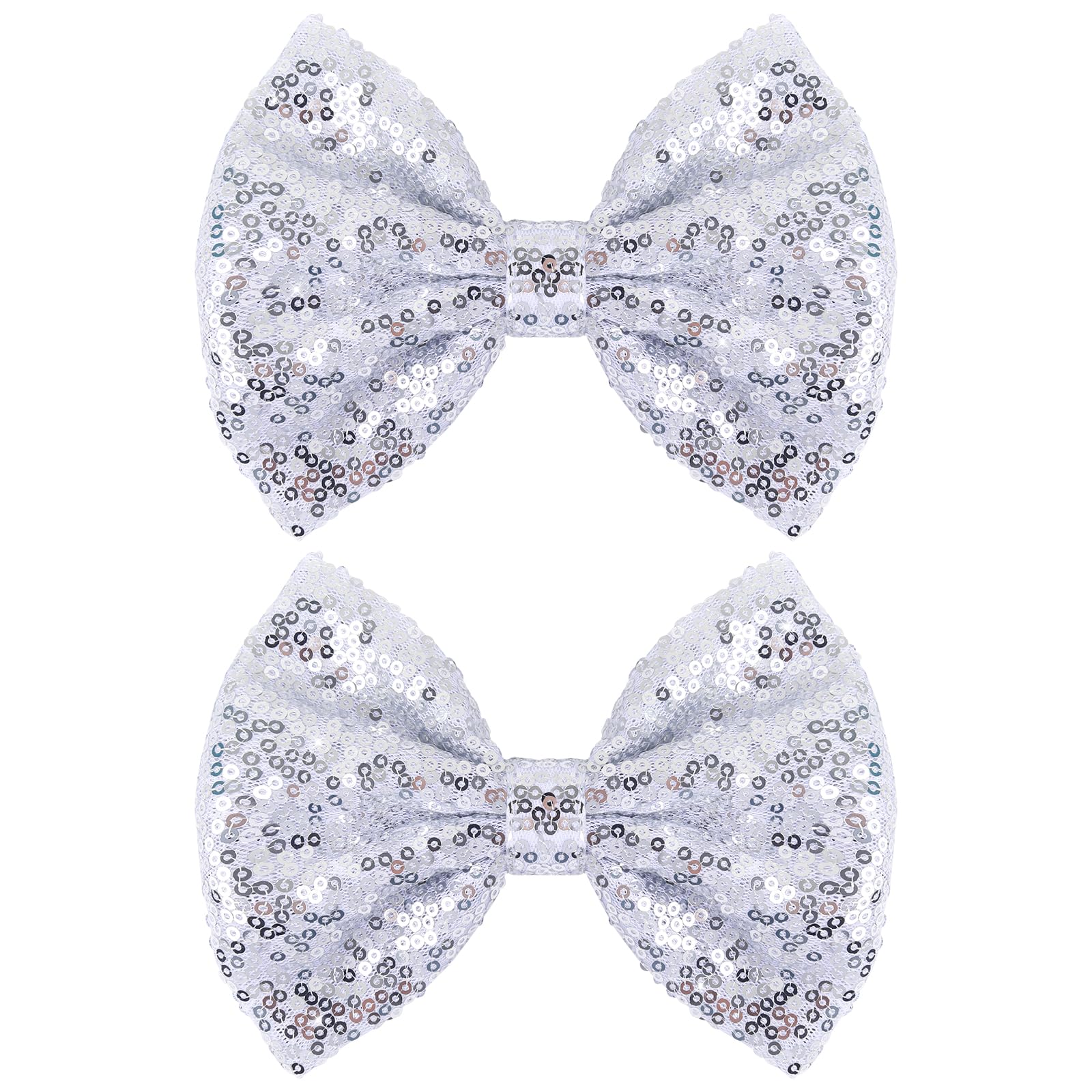 Glitter Red Hair Bow Clips for Girls - Sparkly Sequin -9