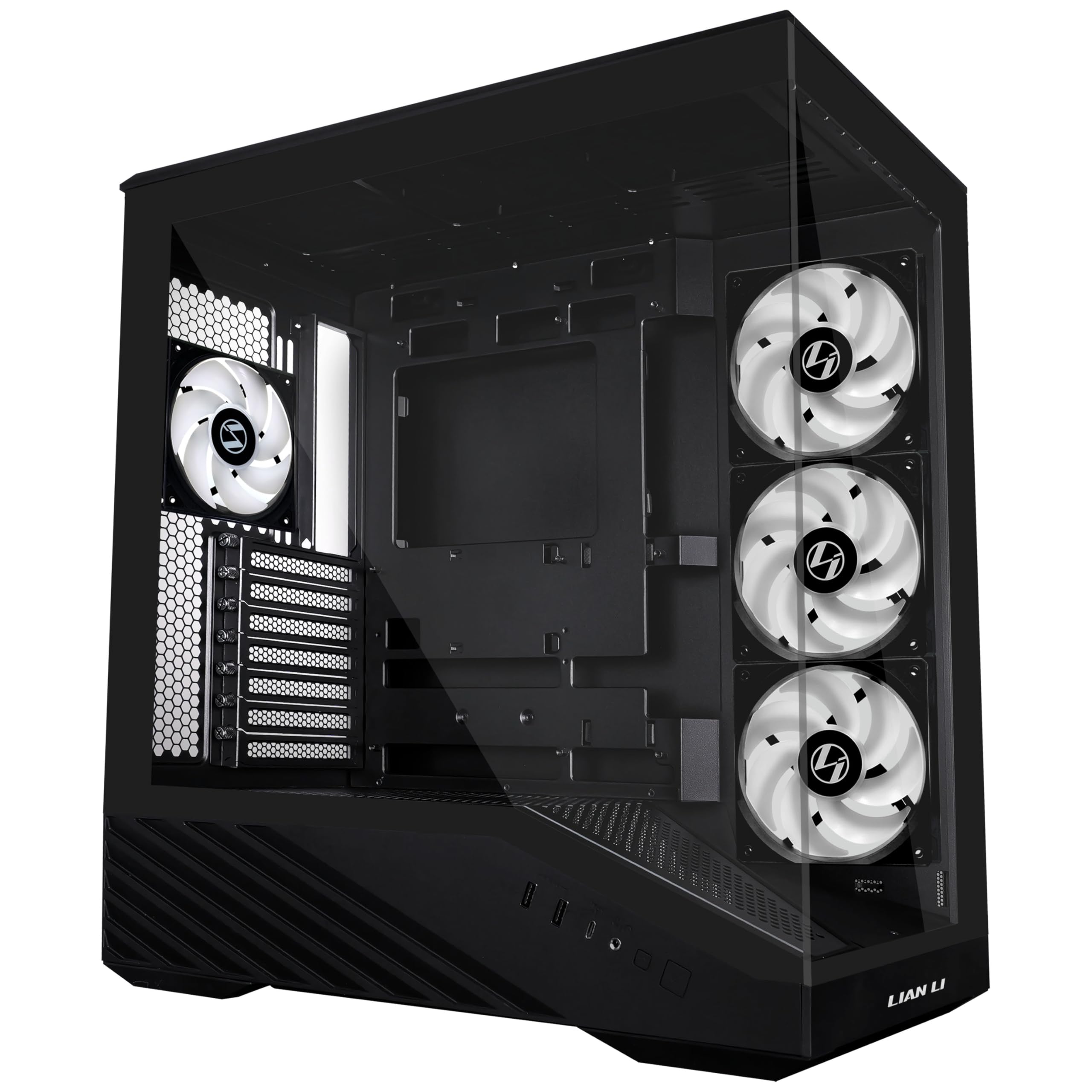 Lian Li V100 Mid Tower Case – Black, ATX Support, Mesh Front Panel, Tempered Glass, USB-C, Tool-Free Side Panel - 2