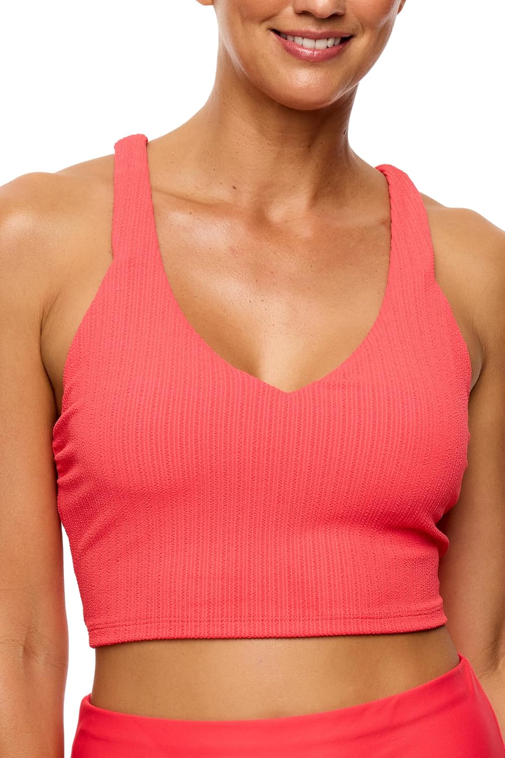 Next by Athena Women's MINI Pucker Rib Kinetic V Neck Crop Swimsuit TOP