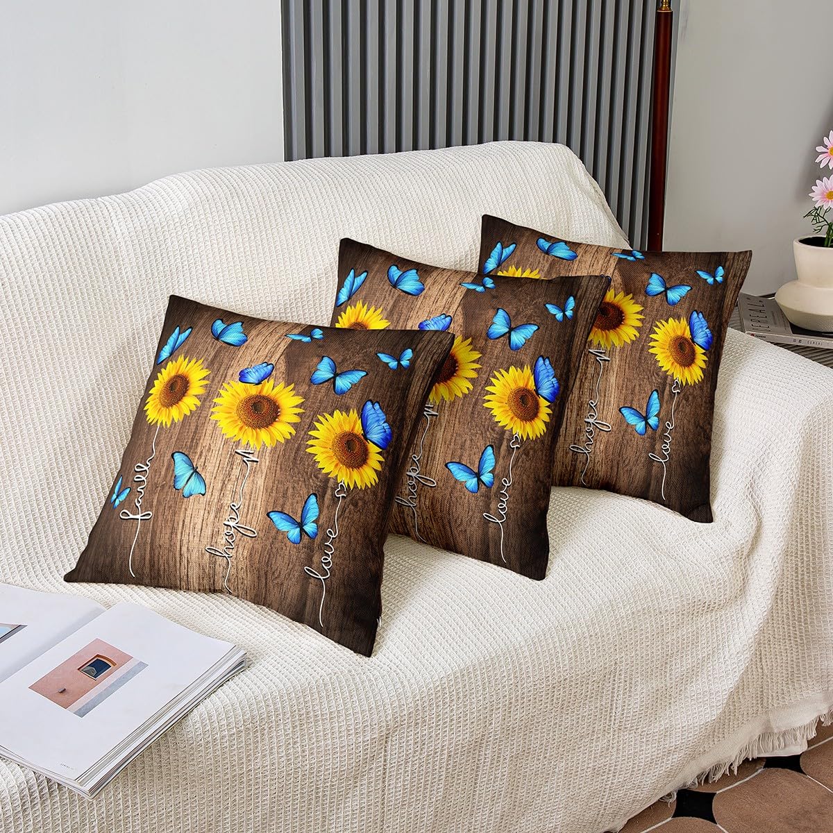 Federa Per Cuscino A Forma Di Girasoli, 45,7 X 45,7 Cm, Stile