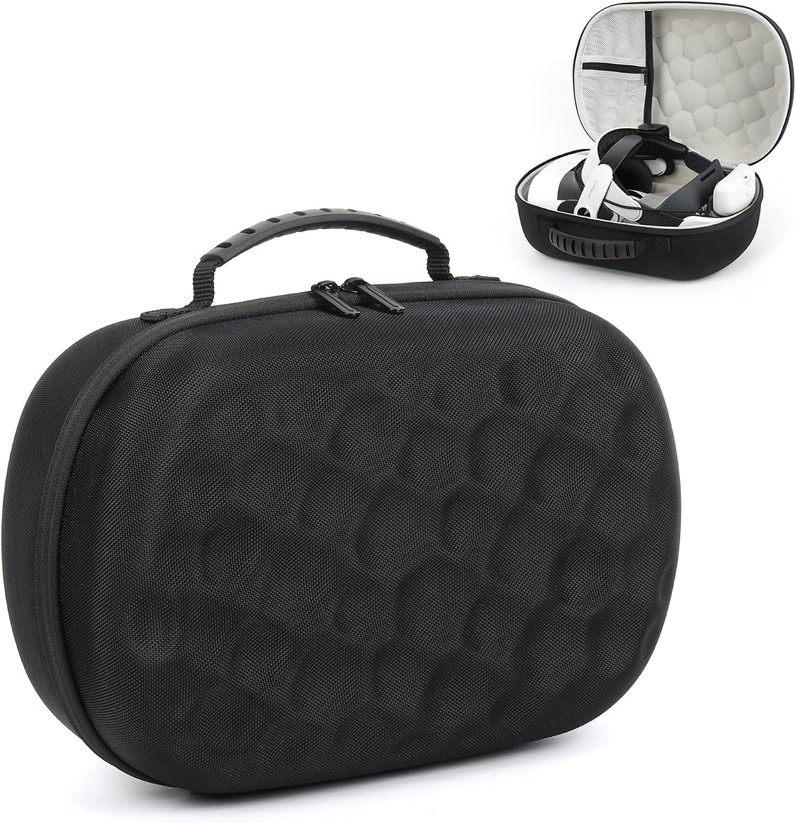 Estuche rígido de transporte para auriculares Meta Quest 3/3s VR, compatible con Bobovr M3 pro y accesorios de controladores táctiles, bolsa de almacenamiento de protección portátil impermeable (negro)