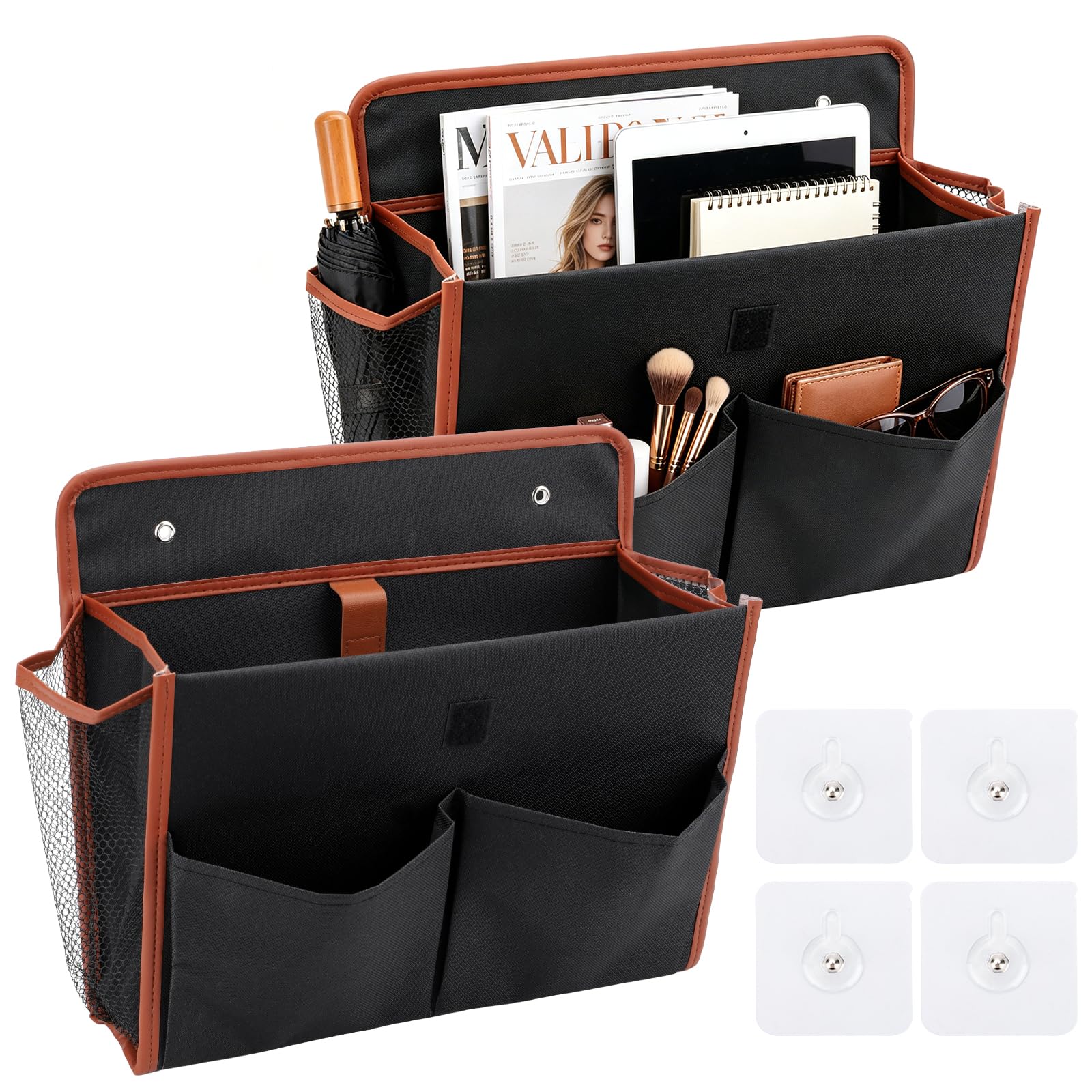 Lot de 2 Organiseurs de Porte de Caravane, Organiseur Suspendu sac de Rangement Mural Adhésif Rayonnage Autocollants Porte de Grande Capacité pour Camping pour Car Bureau Accessoires de Camping