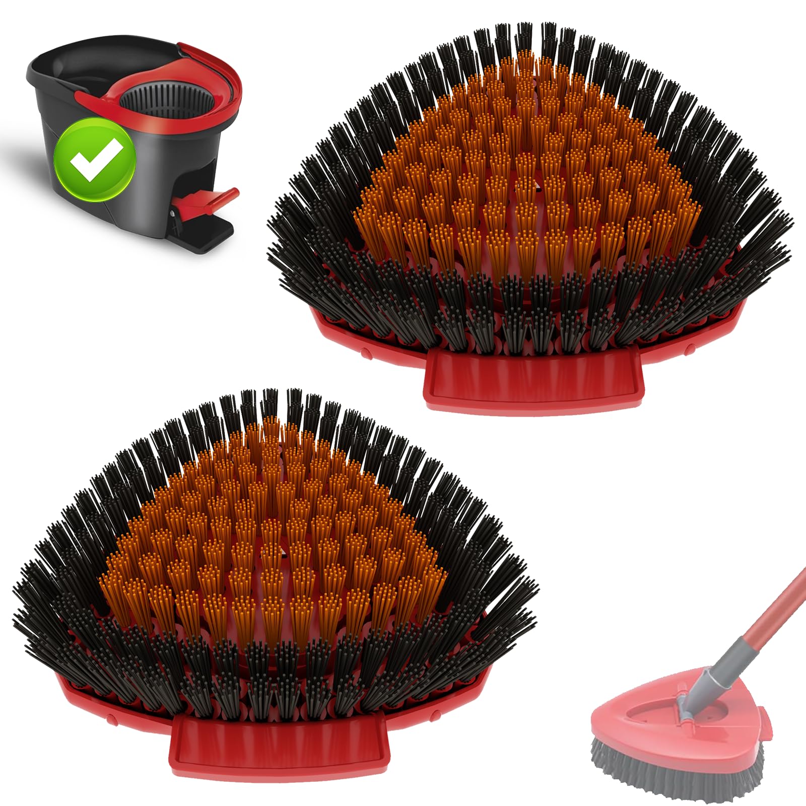 Spazzola lavapavimenti per lavapavimenti O-Cedar EasyWring 2 con setole dure, accessori di ricambio per bagno, cucina, piscina, piastrelle, pavimenti, 2 pezzi