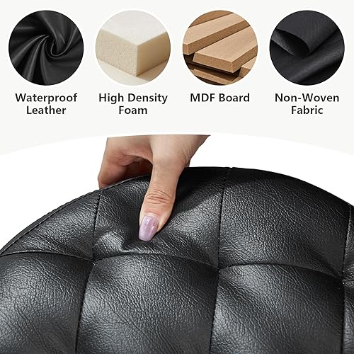 Miniatura 6 de AmasSmile Taburete plegable otomano de almacenamiento, reposapiés pequeño de cuero de 14 x 14 x 13 pulgadas, banco otomano corto, almacenamiento de