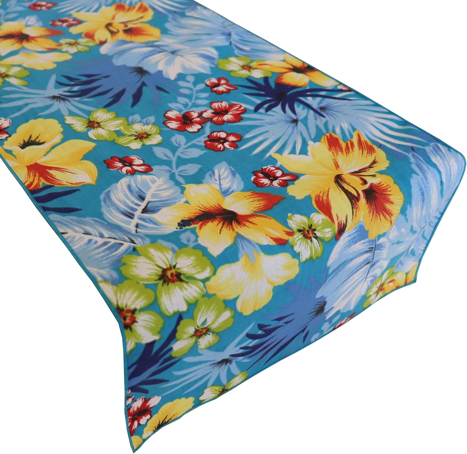 lovemyfabric Cotton Print Tropical Hawaiian Flowers Decorative Table Runner Table Topper Wedding Event Party Home Décor (12"X120", Black)