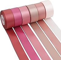 Vista 8 de MAYREEL - Cinta de oro rosa de 3/8 pulgadas, cinta delgada rosa polvoriento para manualidades del Día de San Valentín, ramo de boda, 6 rollos, 10